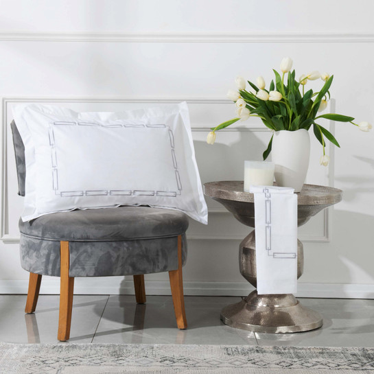 Karaca Home White Collection Oriane Gri Nakışlı Percale Çift Kişilik Nevresim Takımı 