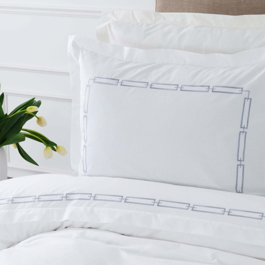 Karaca Home White Collection Oriane Gri Nakışlı Percale Çift Kişilik Nevresim Takımı 