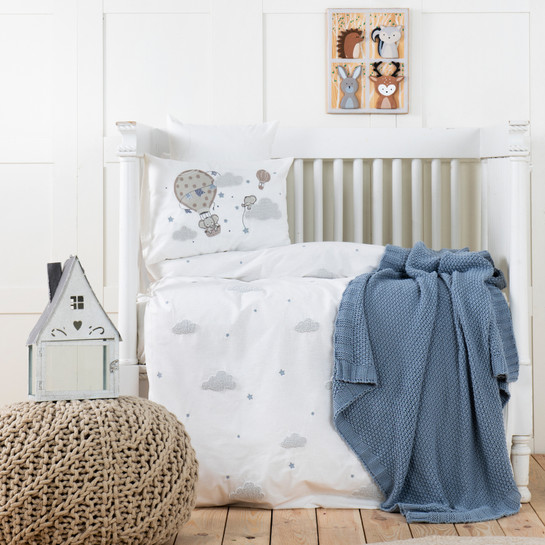 Karaca Home Elephant Sky Mavi %100 Pamuk Nakışlı Private Bebek Set