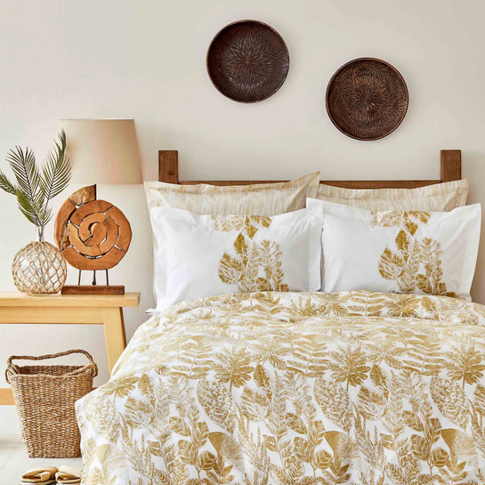 Karaca Home Leaf Hardal %100 Pamuk Çift Kişilik Nevresim Takımı
