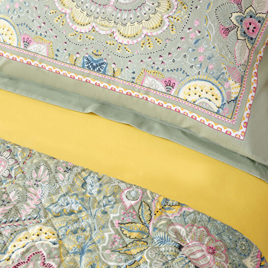 Karaca Home Manas Yeşil %100 Pamuk Çift Kişilik Summer Set (Nevresim Takımı+Pike)