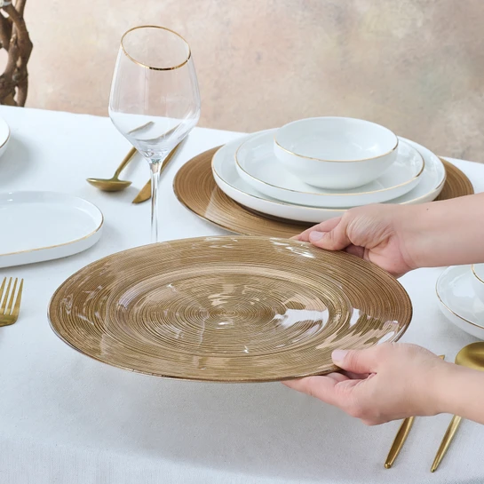 Karaca Premium Yuvarlak Supla Altın 33 Cm