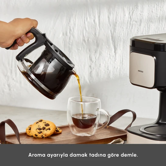 Karaca Just Coffee Aroma 2 In 1 Filtre Kahve ve Çay Demleme Makinesi Bej