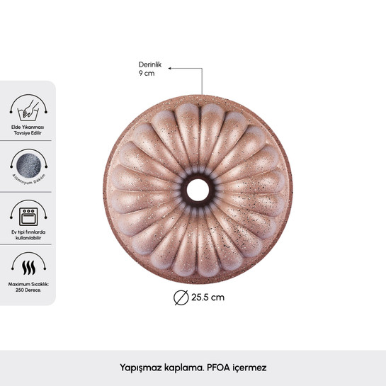 Karaca Lina Dilimli Rosegold Döküm Kek Kalıbı 25,5 cm