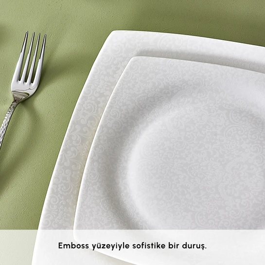 Karaca Square Bone Flava 24 Parça 6 Kişilik Yemek Takımı