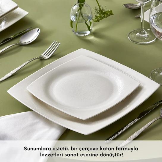 Karaca Square Bone Flava 24 Parça 6 Kişilik Yemek Takımı