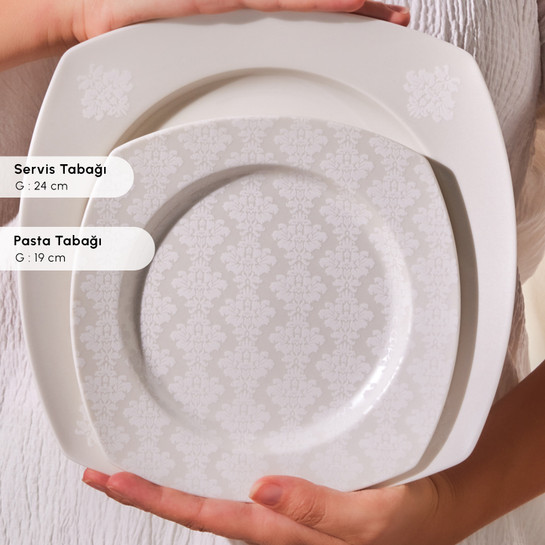 Karaca Square Bone Deren 60 Parça 12 Kişilik Yemek Takımı