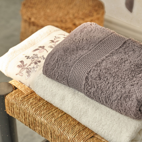 Karaca Home Flora Nakışlı Beden/ Yüz Havlusu Hamam Seti Gri 