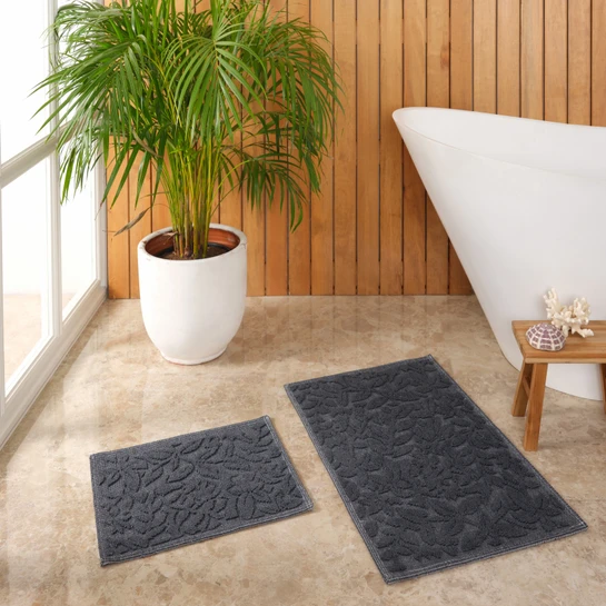 Karaca Home Kelly Flower Antrasit Paspas Set