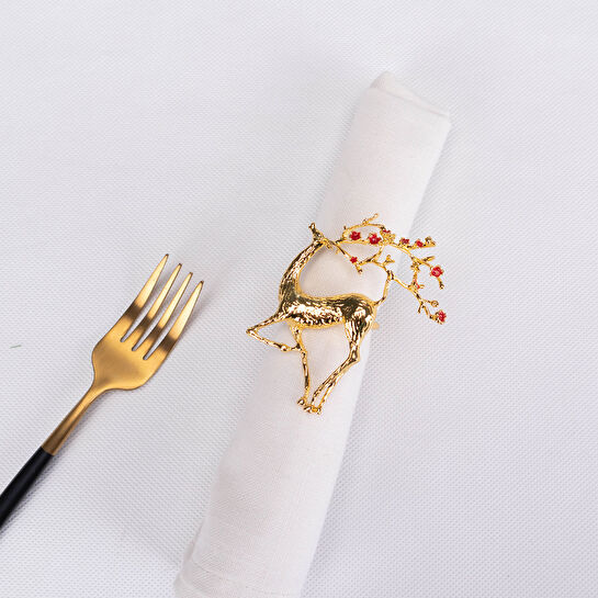 Karaca Home Flowery Deer Gold 2'li Peçete Yüzüğü 