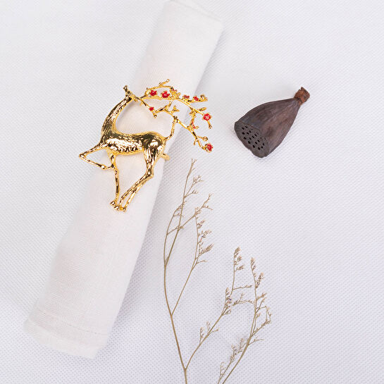 Karaca Home Flowery Deer Gold 2'li Peçete Yüzüğü 