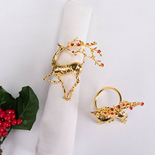 Karaca Home Flowery Deer Gold 2'li Peçete Yüzüğü 