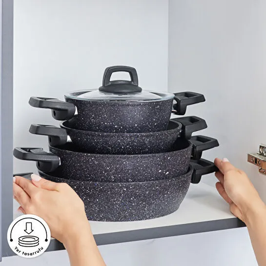 Karaca Biogranit Blue Stone 9 Parça Tencere Seti