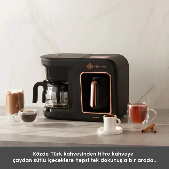 Karaca Hatır Plus 5 in 1 Essential Közde ve Sütlü Türk Kahvesi ve Filtre Kahve Makinesi Black Copper