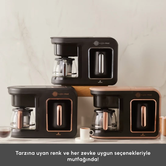 Karaca Hatır Plus 5 in 1 Essential Közde ve Sütlü Türk Kahvesi ve Filtre Kahve Makinesi Black Copper