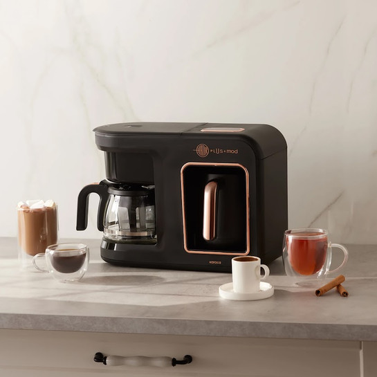 Karaca Hatır Plus 5 in 1 Essential Közde ve Sütlü Türk Kahvesi ve Filtre Kahve Makinesi Black Copper