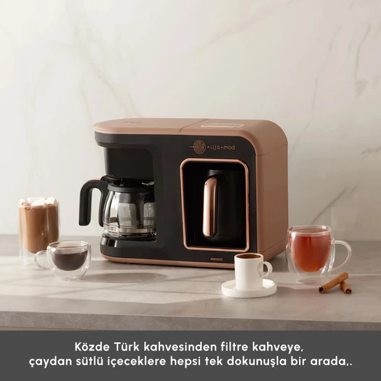 Karaca Hatır Plus 5 in 1 Essential Közde ve Sütlü Türk Kahvesi ve Filtre Kahve Makinesi Rosie Brown