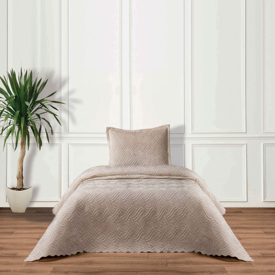 Karaca Home Lamia Gold Kadife Tek Kişilik Yatak Örtüsü