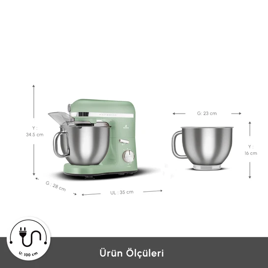 Karaca Mastermaid Chef Pro Çift Kollu Stand Mikser Cabbage Green 1750 W