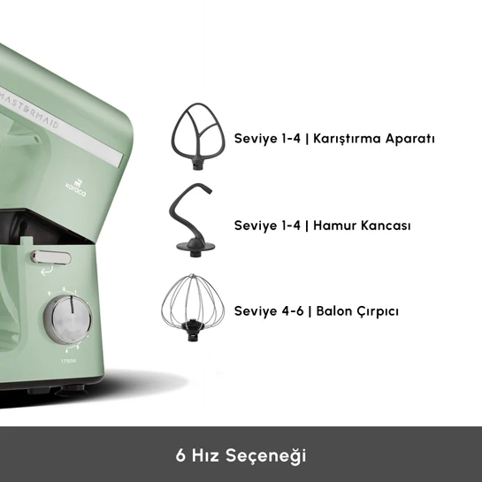 Karaca Mastermaid Chef Pro Çift Kollu Stand Mikser Cabbage Green 1750 W