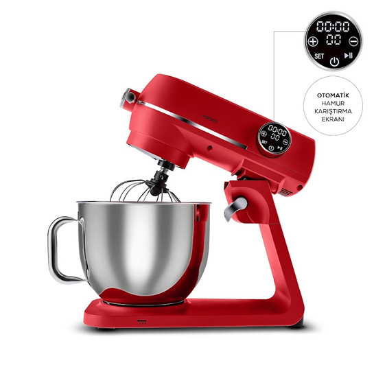 Karaca Multichef Artisan Digital Ekran Döküm Hamur Yoğurma Makinesi Kırmızı 1800W 7L