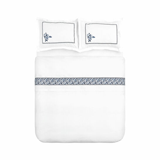 Karaca Home Lima %100 Pamuk Çift Kişilik Nakışlı Nevresim Takımı Beyaz