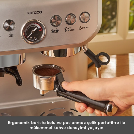 Karaca Coffee Art 1353 Süt Köpürtücülü, 20 Bar Basınçlı, Espresso, Latte, Cappuccino, Americano Makinesi Inox 1,8L 1350W