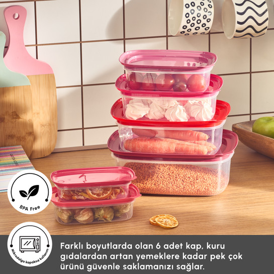 Karaca Vicks Red Velvet 6 lı Saklama Kabı Seti