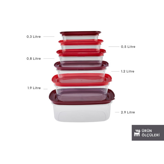 Karaca Vicks Red Velvet 6 lı Saklama Kabı Seti