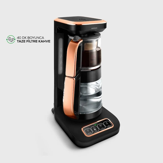 Karaca Çaysever Robotea Pro 4 in 1 Konuşan Cam Çay Makinesi Black Copper