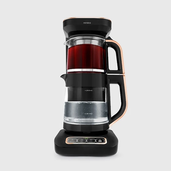 Karaca Çaysever Robotea Pro 4 in 1 Konuşan Cam Çay Makinesi Black Copper