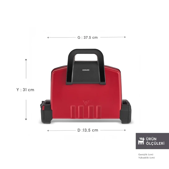 Karaca Future Essential Tost Makinesi Matte Red 1800 W 4 Dilim Kapasiteli
