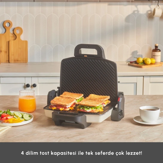 Karaca Future Essential Tost Makinesi Matte Krem 1800 W 4 Dilim Kapasiteli
