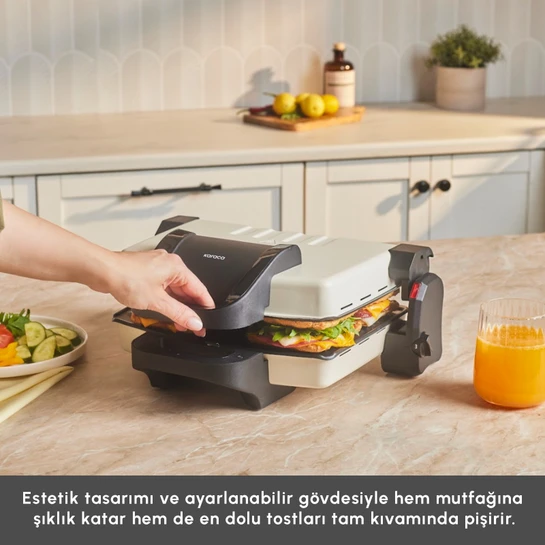 Karaca Future Essential Tost Makinesi Matte Krem 1800 W 4 Dilim Kapasiteli
