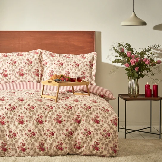 Karaca Home Luis Kırmızı %100 Pamuk Flanel Çift Kişilik Nevresim Takımı 
