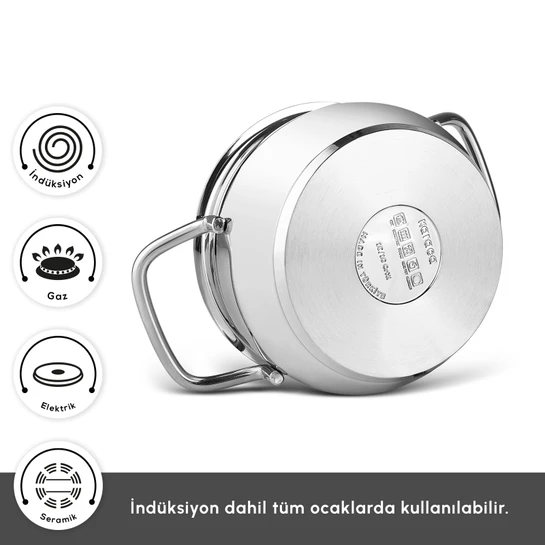 Karaca Emirgan Xl İndüksiyon Tabanlı 13 Parça Saklama Kabı ve Rendeli Çelik Tencere Seti