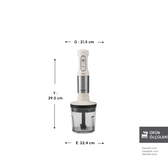 Karaca Mastermaid Prosteel Blender Seti Soft Cream-Inox 1500W