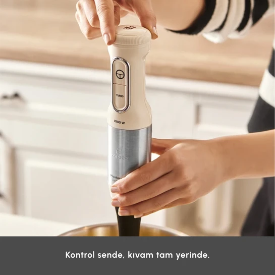 Karaca Mastermaid Prosteel Blender Seti Soft Cream-Inox 1500W
