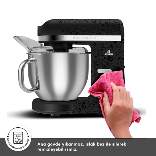 Karaca Mastermaid Chef Pro Çift Kollu Hamur Yoğurma Makinesi Matte Black Silver 1750 W 5L