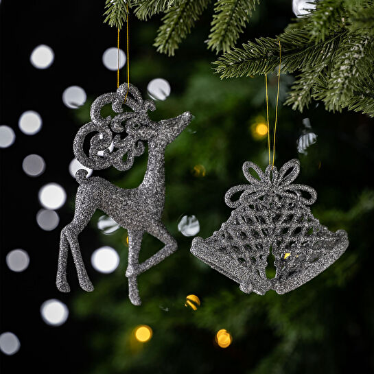 Karaca Home New Year Glitter 3 Parça Ağaç Süsü Seti Silver