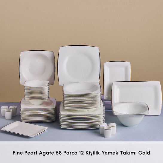 Karaca Fine Pearl Agate 58 Parça 12 Kişilik Yemek Takımı Gold