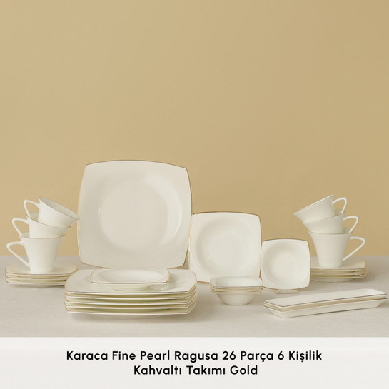 Karaca Fine Pearl Ragusa 26 Parça 6 Kişilik Kahvaltı Takımı Gold