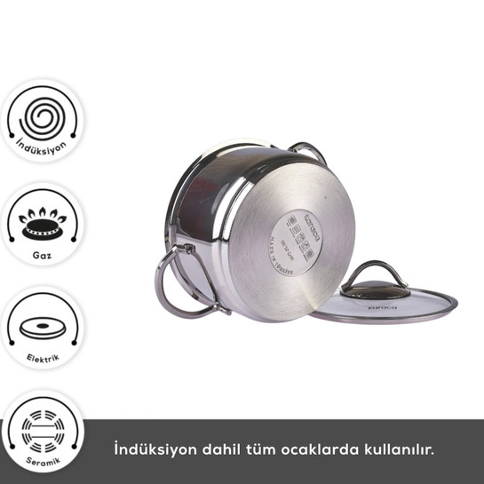 Karaca Ada İndüksiyon Tabanlı 12 Parça Çelik Tencere Seti V2