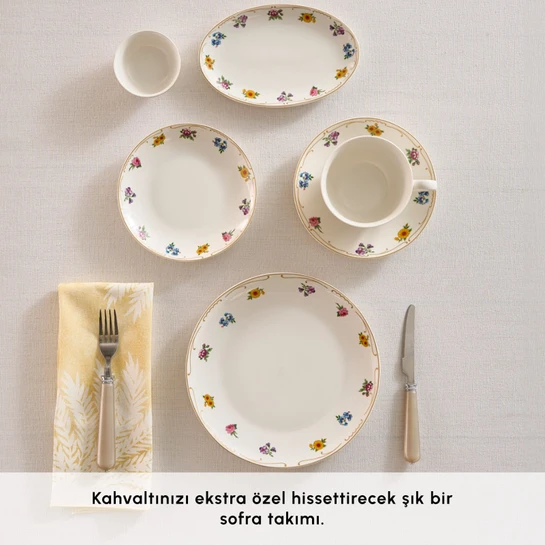Karaca Forever Bone Natty 26 Parça 6 Kişilik Kahvaltı Takımı  