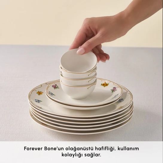 Karaca Forever Bone Natty 26 Parça 6 Kişilik Kahvaltı Takımı  