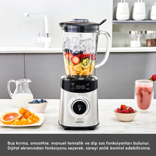 Karaca Dijital Ekran Inox Smoothie Blender Silver 1800W