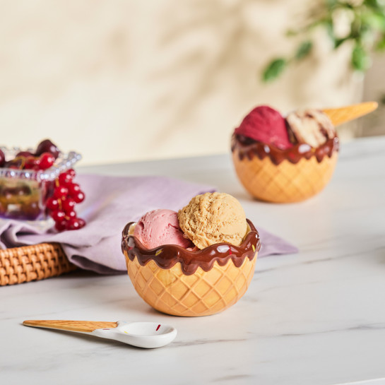 Karaca Chocolate Chip 3'lü Kaşıklı Dondurma Kasesi