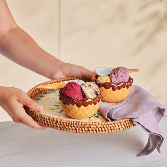 Karaca Chocolate Chip 3'lü Kaşıklı Dondurma Kasesi