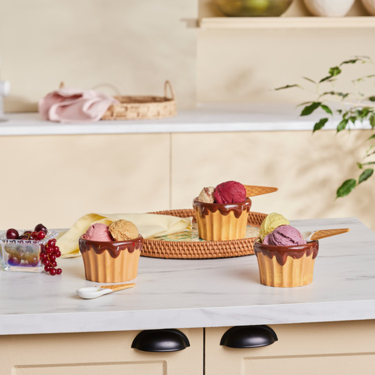 Karaca Cherry On Top 3'lü Kaşıklı Dondurma Kasesi