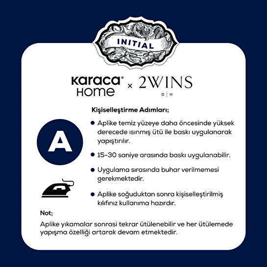 Karaca Home X 2Wins Initial E Harfi Yastık Kılıfı Nakışı